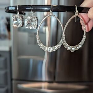 2 pairs rhinestone earrings